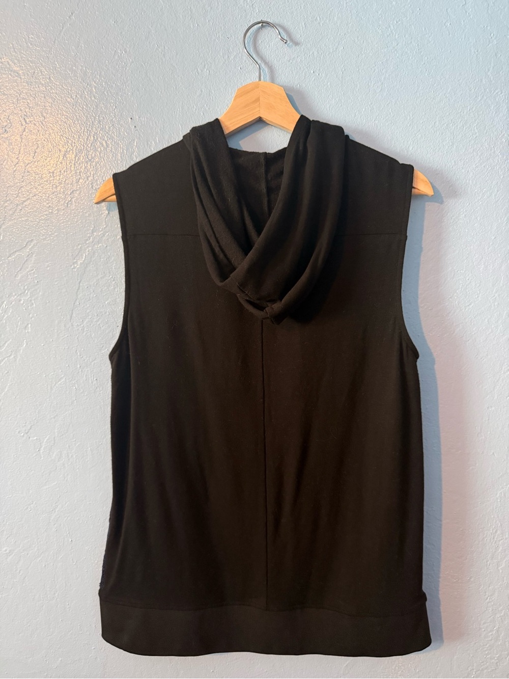 T Tahari Lacey Hooded Sleeveless Zip Navy Lace Panels - Picture 4 of 4